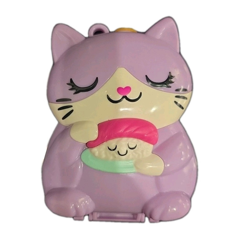 Mattel POLLY‎ POCKET Purple Cat Sushi Shop Japanese Themed Mini Doll Toy Compact